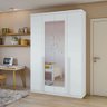 Guarda Roupa Solteiro Ambiente Alonzo 4 Portas Branco Brilho com Espelho - Lopas - 1