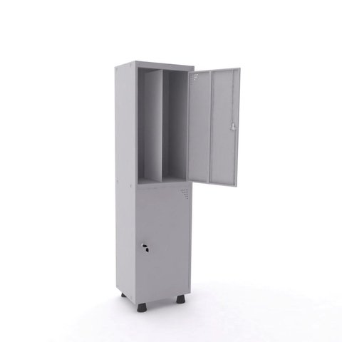 Armário Guarda Volume Locker Roupeiro 2 Portas Aço 50CMX193CM Cinza