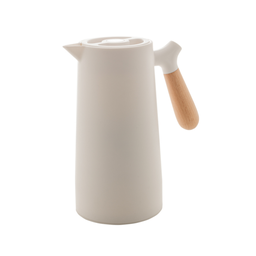 Garrafa Térmica de Café Nórdica com Cabo de Madeira 1 Litro Botão Click Fosco - Branco - 2