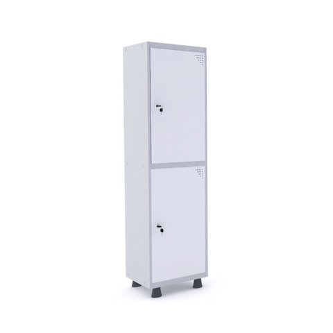 Armário Guarda Volume Locker Roupeiro 2 Portas Aço 50CMX193CM Branco