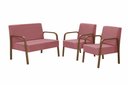 Ver imagem 1 de Conjunto Luna 1 Poltrona 2 Lugares e 2 poltronas de 1 lugar Braço Madeira D Salla Suede Rosa