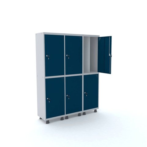 Armário Guarda Volume Locker Roupeiro 6 Portas Aço 150CMX193CM Azul