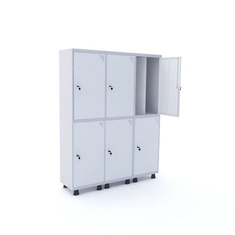 Armário Guarda Volume Locker Roupeiro 6 Portas Aço 150CMX193CM Branco
