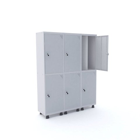 Armário Guarda Volume Locker Roupeiro 6 Portas Aço 150CMX193CM Cinza