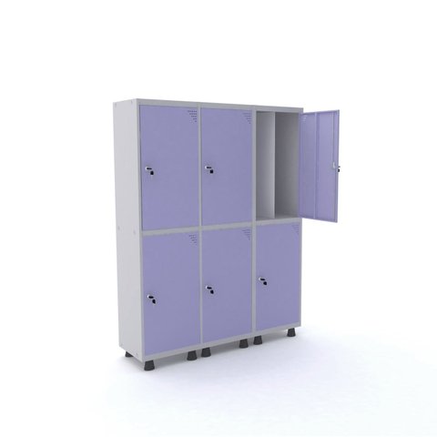 Armário Guarda Volume Locker Roupeiro 6 Portas Aço 150CMX193CM Rosa