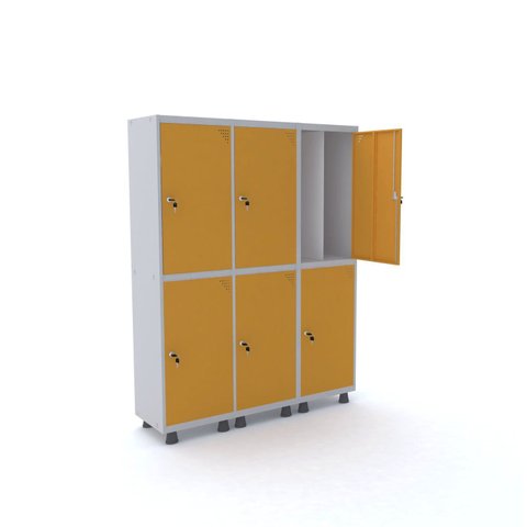 Armário Guarda Volume Locker Roupeiro 6 Portas Aço 150CMX193CM Laranja