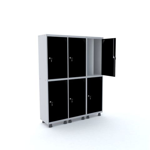 Armário Guarda Volume Locker Roupeiro 6 Portas Aço 150CMX193CM Preto