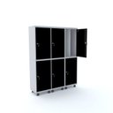 Ver imagem 1 de Armário Guarda Volume Locker Roupeiro 6 Portas Aço 150CMX193CM Preto