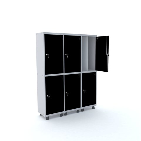 Armário Guarda Volume Locker Roupeiro 6 Portas Aço 150cmx193cm 