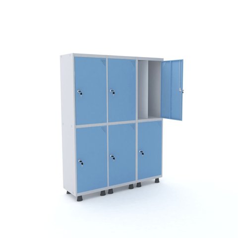 Armário Guarda Volume Locker Roupeiro 6 Portas Aço 150cmx193cm 