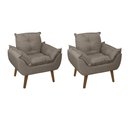 Ver imagem 1 de Kit 2 Poltronas Decorativas Opala Suede Capuccino Su Decor