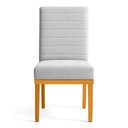Ver imagem 3 de Cadeira de Jantar Mavie Estofada para Sala de Jantar Sofisticado Linhas Horizontais - Suede Cinza