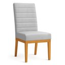 Ver imagem 2 de Cadeira de Jantar Mavie Estofada para Sala de Jantar Sofisticado Linhas Horizontais - Suede Cinza