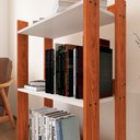 Ver imagem 4 de Estante para Livro com Pés de Madeira Maciça Decoração para Sala ou Quarto - Nature com Branco
