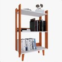Ver imagem 7 de Estante para Livro com Pés de Madeira Maciça Decoração para Sala ou Quarto - Nature com Branco