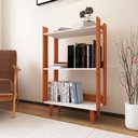 Ver imagem 2 de Estante para Livro com Pés de Madeira Maciça Decoração para Sala ou Quarto - Nature com Branco