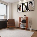 Ver imagem 3 de Estante para Livro com Pés de Madeira Maciça Decoração para Sala ou Quarto - Nature com Branco