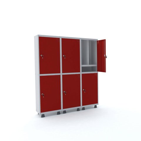 Armário Guarda Volume Locker Roupeiro 6 Portas Aço 150cmx193cm 