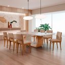 Ver imagem 1 de Conjunto Sala de Jantar Bella 220cm com Vidro Canto Moeda e 8 Cadeiras Bella