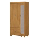 Ver imagem 7 de Kit Quarto Solteiro Clara Cama + Guarda Roupa 3 Portas 2 Gavetas Designl Moderno em Rattan de Mdf