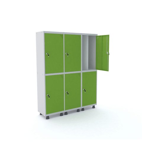 Armário Guarda Volume Locker Roupeiro 6 Portas Aço 150CMX193CM Verde