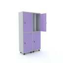 Ver imagem 1 de Armário Guarda Volume Locker Roupeiro 4 Portas Aço 100CMX193CM Rosa