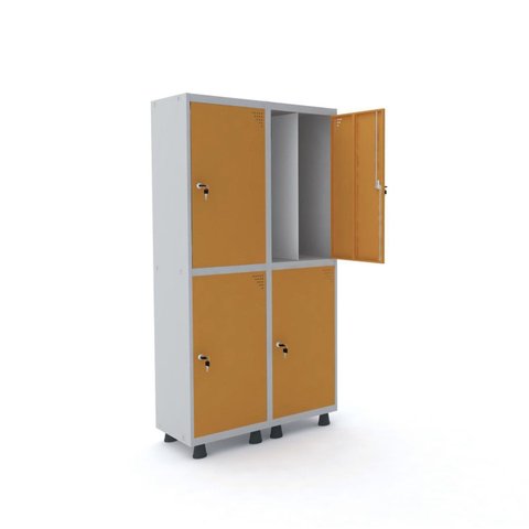 Armário Guarda Volume Locker Roupeiro 4 Portas Aço 100CMX193CM Laranja