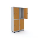 Ver imagem 1 de Armário Guarda Volume Locker Roupeiro 4 Portas Aço 100CMX193CM Laranja