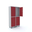 Ver imagem 1 de Armário Guarda Volume Locker Roupeiro 4 Portas Aço 100CMX193CM Vermelho