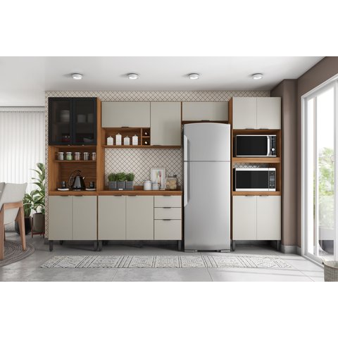 Cozinha Compacta Firenze FI0001 Amêndola Touch Nude Prime Tx Demóbile