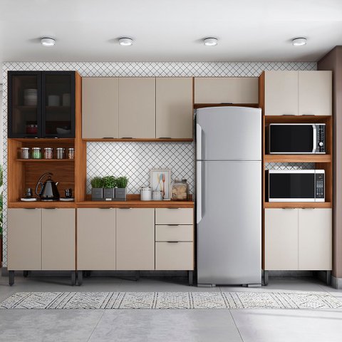 Cozinha Compacta Firenze Fi0001 Amêndola Touch Nude Prime Tx Demóbile