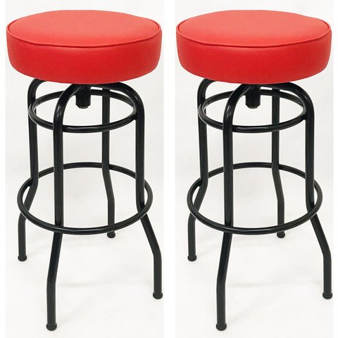 Kit 2 Banquetas Bar Alta Giratória Preta Assento Vermelho - Poltronas do Sul