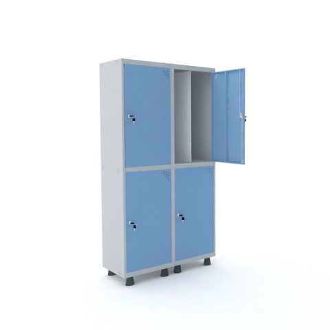 Armário Guarda Volume Locker Roupeiro 4 Portas Aço 100CMX193CM Azul