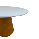 Ver imagem 3 de Mesa de Jantar Cone Redonda 110cm Base Freijó Tampo Laca Branca+vidro Modelar Art Moveis Mesa de Jan