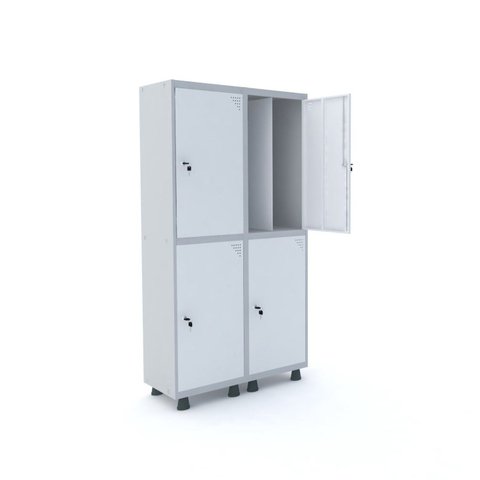 Armário Guarda Volume Locker Roupeiro 4 Portas Aço 100CMX193CM Branco