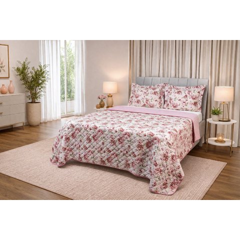 Kit Cobre-Leito Soft Madri Casal Queen Dupla Face – 3 Peças:Rosê Escuro