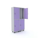 Ver imagem 1 de Armário Guarda Volume Locker Roupeiro 4 Portas Aço 100CMX193CM Rosa