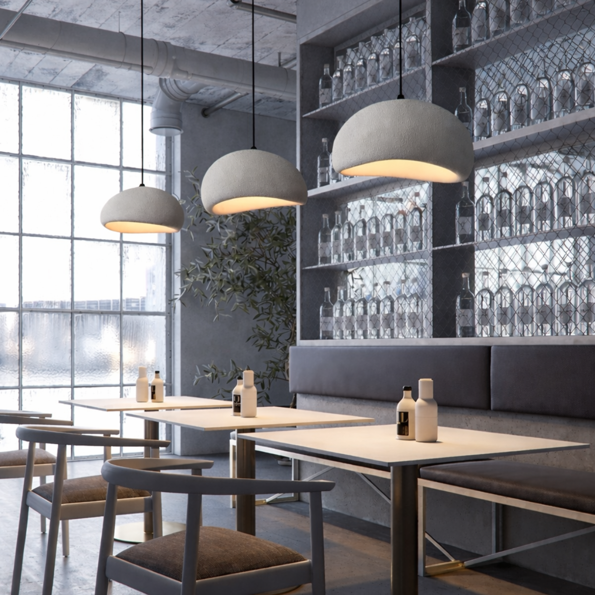 Ver mais imagens de Lustre Pendente Luminária Japonesa Wabi-sabi Orgânico Cogumelo Concreto Gimpo Ltj30-cinza-a