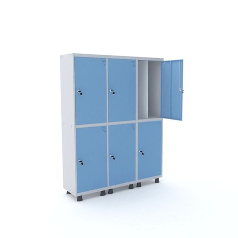 Armário Guarda Volume Locker Roupeiro 6 Portas Aço 150CMX193CM Azul