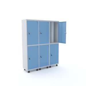 Armário Guarda Volume Locker Roupeiro 6 Portas Aço 150cmx193cm 