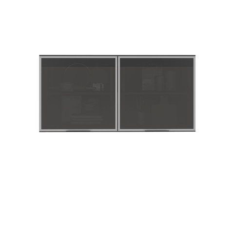Armário Aéreo 2 Portas De Vidro Lotus 1,20m Grafite - FdECOR