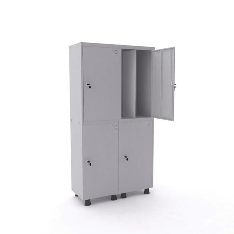 Armário Guarda Volume Locker Roupeiro 4 Portas Aço 100CMX193CM Cinza