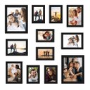 Ver imagem 1 de Kit 12 Molduras Quadros 6-10x15 + 4-13x18 + 2-20x25 com Vidro:Preto/Parede (Gancho Móvel)