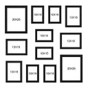 Ver imagem 2 de Kit 12 Molduras Quadros 6-10x15 + 4-13x18 + 2-20x25 com Vidro:Preto/Parede (Gancho Móvel)