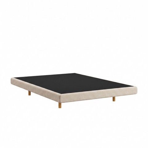Cama Box Casal Osaka Flutuante Estilo Japonesa 138x188 Base Estofada Linho Bege - Abmaza