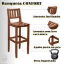 Ver imagem 4 de Kit 3 Banquetas 100% Madeira para Balcão de Cozinha e Espaço Gourmet