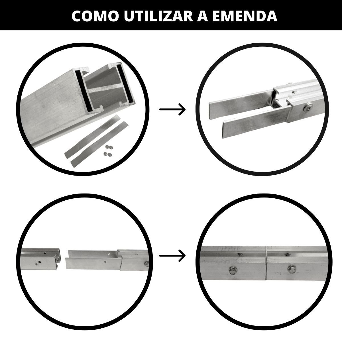 Emenda Par de Junção Perfil H Barra Trilho Placa Painel Solar Alumínio | Perfil Master - 3