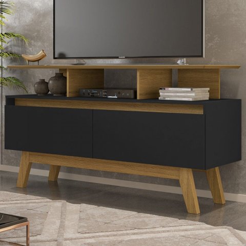 Rack para Tv até 50 Polegadas Mansell 2 Portas Cinamomo/preto Fosco - Pnr Móveis