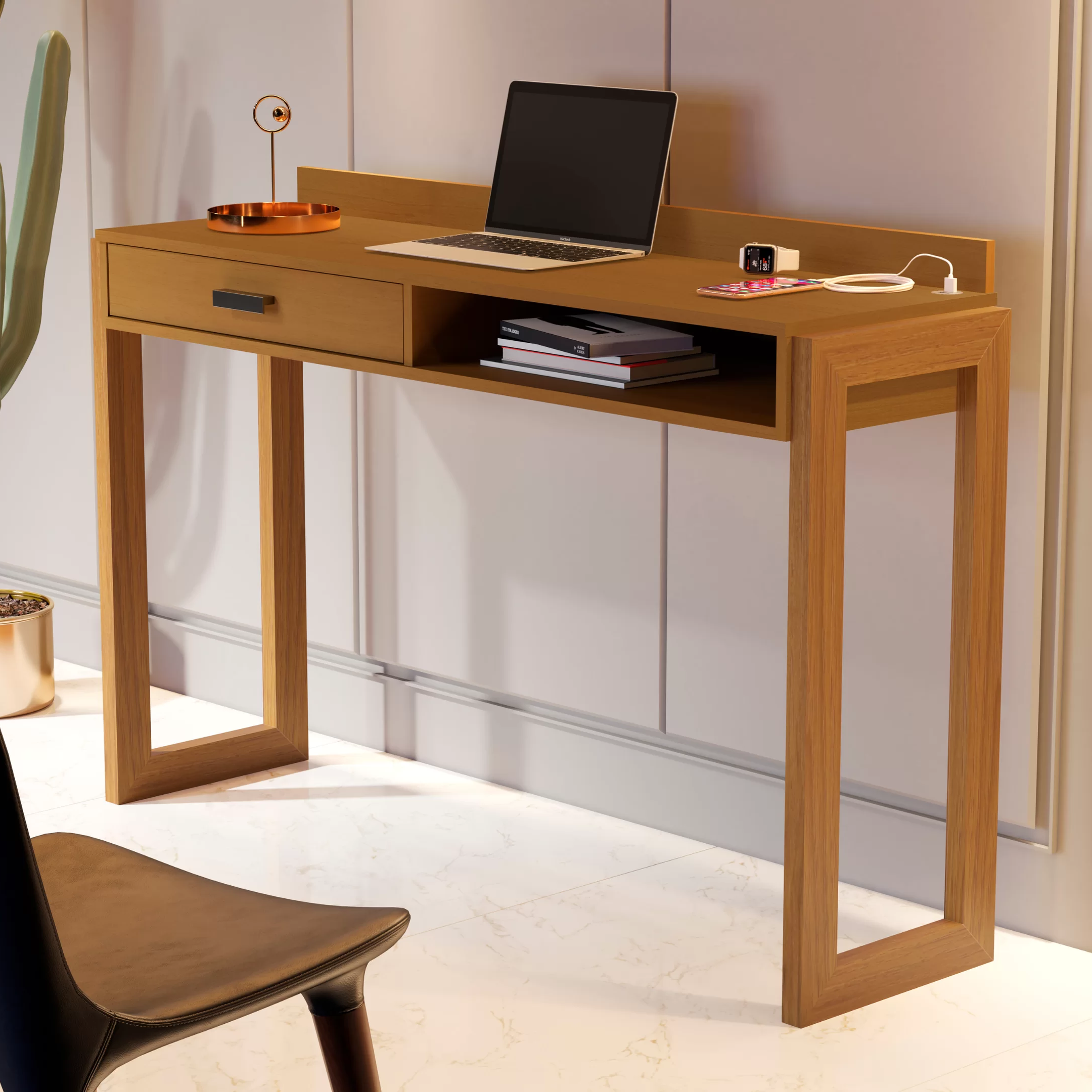 Escrivaninha 130cm 1 Gaveta Entrada USB Integrada 