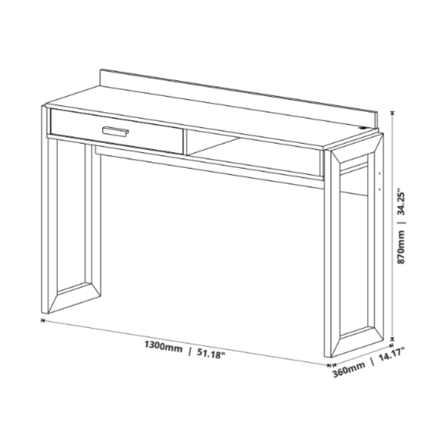 Escrivaninha 130cm 1 Gaveta Entrada USB Integrada  - 3